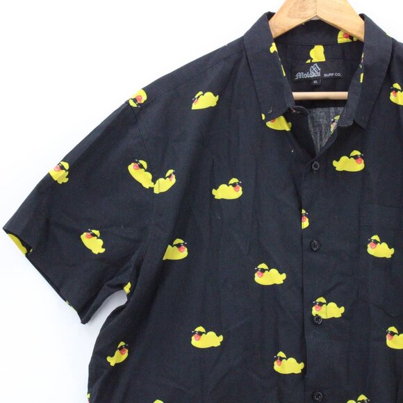 Vintage Molokai Surf Shirt Mens Black Short Sleeve Bath Duck Graphic Collared XL - Picture 3 of 9